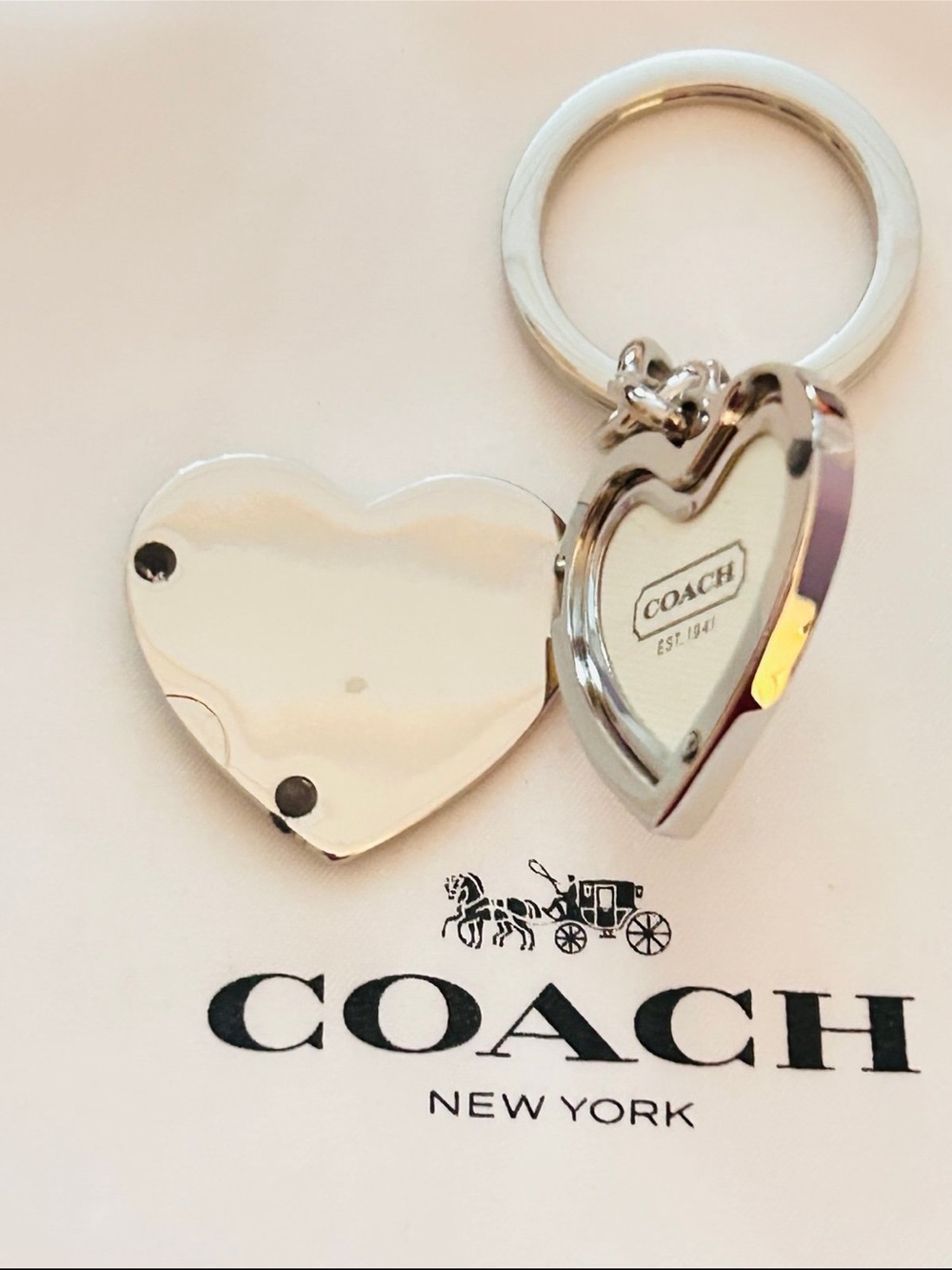 Coach Heart Picture Frame Keychain/ Bag Charm - Gem